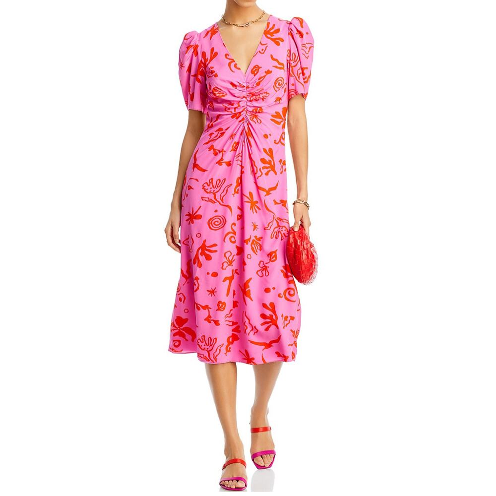 Rhode Maci Pink Botanical Pink Dress Size 4 NWT - Picture 7 of 9